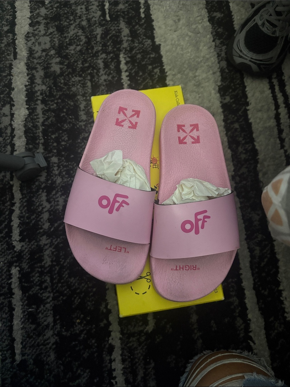 Off-White Pink Kids Slide Sandals with Logo